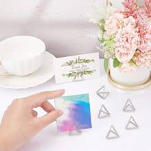 10pcs Triangle Place Card Holders, Mini Table Number Holders, Table Desk Place Name Card Holders,Photo Clips For Wedding Party Decor - Multicolor - View 6