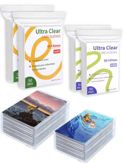 50 件/100 件/200 件透明卡套 - 柔软透明卡片保护套 - 适用于传统收藏卡游戏 - 适合万圣节和圣诞节礼物 - 收藏家和游戏玩家的完美选择