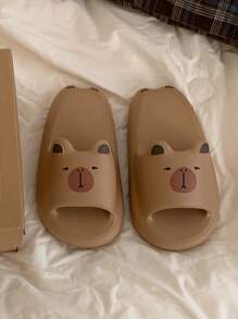 Zapatillas suaves con lindos capibares para mujer, sandalias para interiores antideslizantes para el hogar en verano