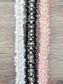 (1 Yard/Roll) 2cm Wide Lace Ribbon Pearl Lace DIY Clothing Decoration Sewing Accessories