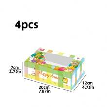 4pcs Rabbit Pattern Clear Window Kraft Paper Gift Boxes, Party Favor Boxes For Cookies, Pastries, Chocolates