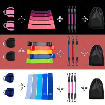 Bộ 11 dây kháng lực tập mông, dây đeo mắt cá chân, dây vải vòng tập nâng mông