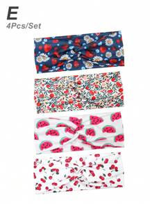 1 Stück/4 Stücke Damen Stirnband für Alltag & Outdoor Sport, Obst Motiv: Zitrone, Wassermelone, Kirsche, bunte Haarzubehör