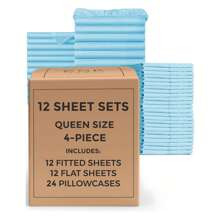 Wholesale Bulk Case 12-Pack Bed Sheet Sets – Hotel-Quality Soft Bedding With 16"-18" Deep Pocket Fitted Sheets – Wrinkle-Free, Cooling & Breathable – 12 Complete Set (Includes 2 Pillowcases, 1 Flat & 1 Fitted Sheet Per Set) – Ideal For Hotels, Spas, Airbnbs, Rentals & Hospitality Use