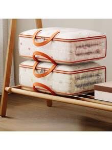 1pc PVC Handbag Luggage Storage Bag, Large Capacity Closet Home Organizer For Clothes, Quilt, Bedroom Use, Collapsible Design - Orange - View 2