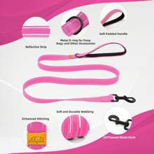 Lynxking 1PC Dog Leash,Durable Webbing Lead With Reflective Strips And D-Ring For Small Medium And Large Dogs - Pink - View 4