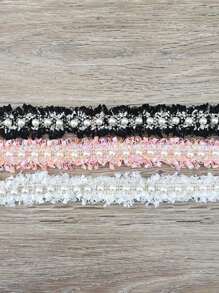 (1 Yard/Roll) 2cm Wide Lace Ribbon Pearl Lace DIY Clothing Decoration Sewing Accessories