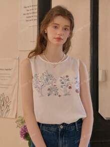 Simple Retro Dames Zomer Ronde Hals Kleur-Block Romantisch Elegant Vintage Losse Casual Mouwloze Tanktop