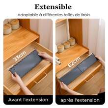 6 pièces organisateur de tiroir d'étagère à épices extensible en acrylique pour placard de cuisine, système d'organisation de tiroirs de 33 cm à 62 cm pour cuisine, placard