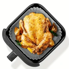 1pc/2pcs Reusable Silicone Air Fryer Liners - Thickened Square Baking Pan, Suitable For Healthy Cooking, Fit 4-7Qt Air Fryers, Oven & Microwave Safe, Non-Stick & Easy To Clean, Great Gift For Christmas, Halloween, Easter, Thanksgiving