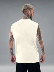 Astronaut Moon Planets Oversized Men's Cotton Tank Top Oversized Macho Shirt Cotton Streetwear - Champán - Ver 3