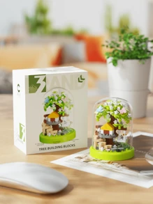 Un set de 1129 piezas de bloques de construcción con micropartículas de una casa del árbol de las cuatro estaciones, juego de construcción para adultos (+14 años), para construir una mágica y dulce casa del árbol, ideal para decoración de la sala de estar, regalos de cumpleaños, regalos para amigos, familia y parejas, un regalo creativo para el Día de San Valentín