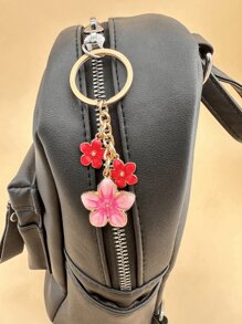 HAILIAN 1pc Alloy Material Sakura Flower Shaped Keychain Lightweight & Elegant Suitable For Bag Pendant Car Keys Couples Birthday Holiday Gifts Bridesmaid Gifts Summer - Hot Pink - View 7