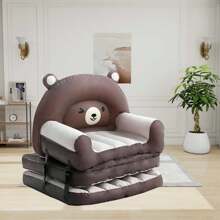 Air Sofa Bed Inflatable Mattress, Cartoon Air Sofa Bed, Inflatable Mattress Foldable Couch With Armrest - Brown - View 5
