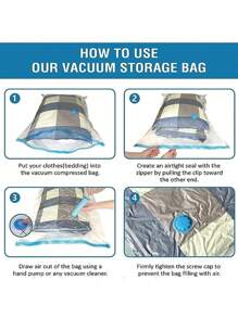 季节性衣服收纳，超大收纳袋，节省空间的袋子，12 件旅行服装真空收纳袋 - （1 大号 + 3 大号 + 3 中号 + 3 小号）带旅行泵真空密封袋，带双拉链密封和三重密封涡轮阀，可最大程度节省空间装饰秋季装饰节日装饰房间装饰家居装饰秋季装饰卧室装饰 - 手動幫浦款 - 查看 11