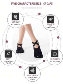 女士防滑瑜伽分趾袜、透气交叉带普拉提运动袜、芭蕾普拉提袜、普拉提袜、女士交叉带分趾防滑袜、防滑缓冲踝袜、硅胶防滑纯色室内地板袜、多色低帮踝袜（普拉提、舞蹈、瑜伽、健身、室内运动、秋季适用）