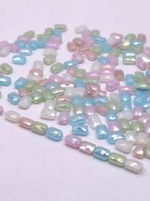 30pcs/Bag Pink Red Green Color Faceted Grid Rectangle Square Loose Beads Glass Beads Faceted Loose Spacer Beads For Jewelry Making DIY Jewelry Accessories Design