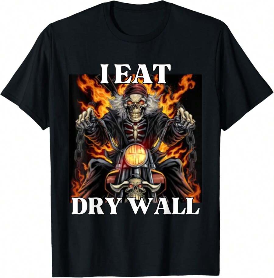 Men's Short Sleeve T-Shirt Funny T-Shirt For Men Me Asf Apple Funny Apple Face Meme Wapple T-Shirt Unisex Soft Fabric, Breathable, Comfortable Short Sleeve T-Shirts Perfect For Summer - I Eat Drywall Funny Skeleton Meme - 查看 1