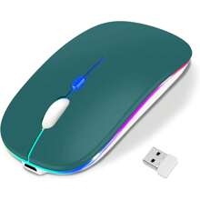 Draadloze muis LED Slim Dual Mode (Bluetooth 5.2 en 2.4G draadloos) Oplaadbare LED draadloze muis met 3 instelbare DPI Compatibel met iPad OS 13, laptops
