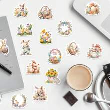 50pcs Cartoon Easter Party Rabbit Series Graffiti Stickers,Decor For Tablet,Guitar,Notebook,Luggage,Water Bottle,Mug,Books,Waterproof,Suitable For Teenagers & Kids As Reward Gifts,DIY Decor