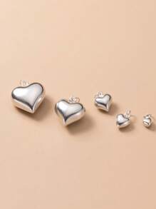 Colgante sólido de plata de ley 925 con diseño de corazón, accesorio para joyería DIY, cuentas y trenzado para pulseras