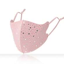 1pc Fashionable Rhinestone Decorated Chiffon Face Mask, Breathable, UV Protection, - Multicolor - View 16