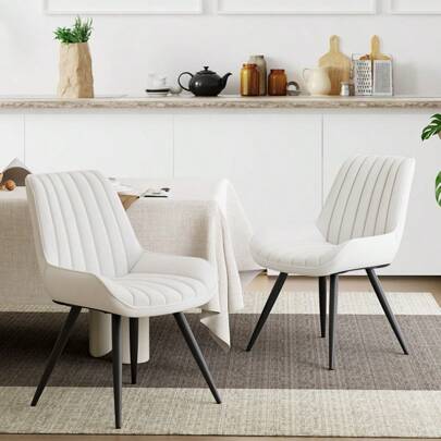 Nalupatio Dining Chairs Set Of 2|Upholstered Chairs With 10cm Thick Seat Cushion •Upholstered Fabric Dining Chair •Kitchen Chair With Backrest •Modern Armchairs With Metal Legs