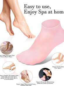 Silicone Moisturizing Socks For Women Dry Cracked Feet, Soft Gel Rubber Socks, Women Foot Care Spa Pedicure Silicone Socks For Cracked Heel And Softening Rough Skin, Calluses (1 Pair)