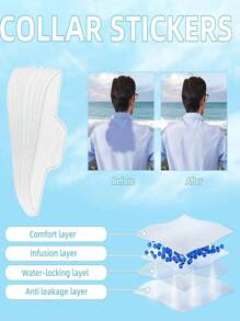 100pcs Shirt Collar Protection Sweat Pads, Women's Disposable Sweat Pads, Large Shirt Collar Protection Tape, Odorless Invisible Lining Anti-Sweat Patches Summer Cooling,Beach,Travel