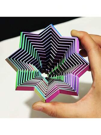 Fractal Hexagon Anxiety Relief Fidget Toy, Creative 3D Printable Stress Reduction Gadget, Durable ABS Plastic, Mixed Color/Purple, Novelty Handheld Play Tool