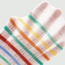 4 Pairs Cartoon Rainbow Caterpillar Children's Lightweight Socks, Boys And Girls Cartoon Caterpillar Mesh Socks