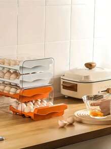 适用于冰箱的双层透明鸡蛋储存盒 - 防漏、防震塑料收纳盒，带滑动抽屉，可手洗 - 非常适合厨房柜台展示和新鲜鸡蛋保存，适用于冰箱的鸡蛋架