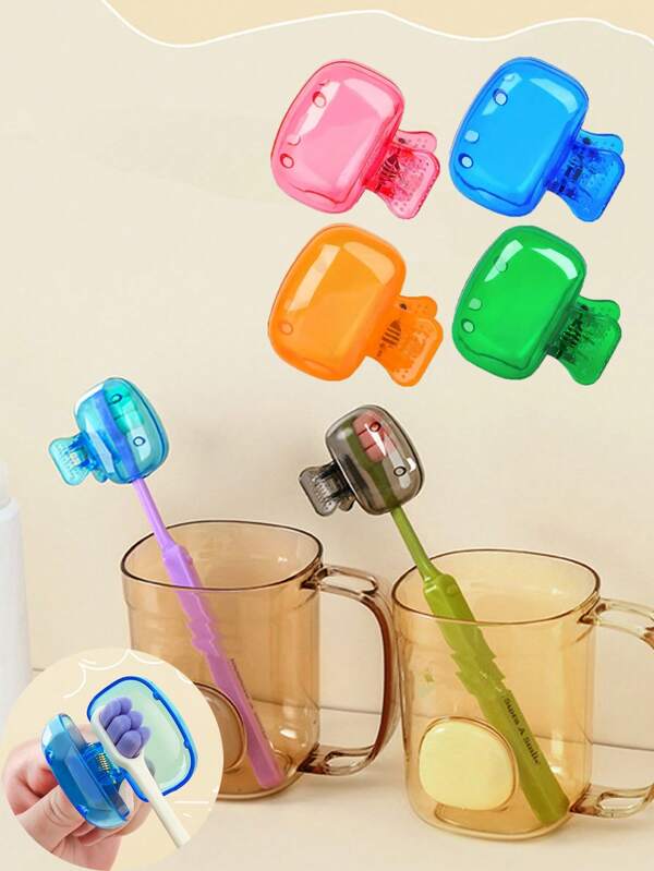 3pcs Portable Toothbrush Head Cover, Easy To Open And Close Storage Box, Toothbrush Protection Box, Essential Bathroom Accessory For Home And Travel, Alcohol Free