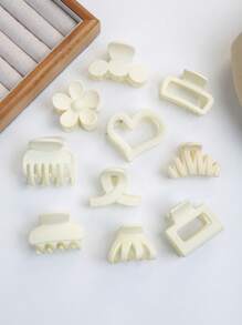 10pcs Minimalist Versatile Medium Black Series Matte Clip Set Includes Hair Claws For Bun, Half-Bun, Practical Hair Accessories