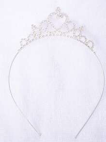 1 件儿童皇冠头带，可爱公主水晶钻石皇冠发饰，适合女孩、生日派对或表演 - 銀色 - 查看 2