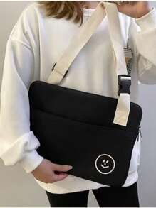 1 pieza Bolsa de hombro para portátil con absorción de impactos y bordado para tableta/iPad de 11 pulgadas - Negro - Ver 4