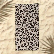 Telo da spiaggia oversize, leggero e ad asciugatura rapida in microfibra, con stampa leopardata, super morbido e anti-sabbia, adatto per piscina, spiaggia, donne, in colore nero e stampa leopardata, regalo