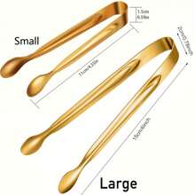 5pcs Luxury Golden Mini Serving Tongs, Premium Stainless Steel Sugar Cube Tongs, Ice Tongs, Stylish Tongs For Snacks/Appetizers/Candies/Cheese/Charcuterie Boards/Tea Parties/Mother's Day/Weddings/Housewarming, Mirror Polished - Multicolor - View 8