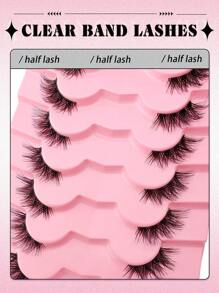 7 paar transparante halve wimpers met natuurlijke look, luchtige kattenooglook, korte accentwimpers, hoekwimpers, 3/4 wimpers, herbruikbare wimpers, verpakking