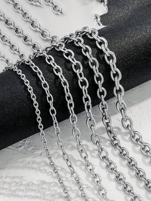 1/5M Stainless Steel Jewelry Making Chain, Rust-Proof Cross And O-Shaped DIY Crafting Accessories, For Necklace And DIY Wallet Making