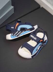 1 par de sandalias para niños para exteriores y playa, suela suave antideslizante con cierre de , unicolor y diseño lindo de punta abierta, transpirable y de secado rápido, adecuado para primavera y verano en la playa y al aire libre - Azul - Ver 7