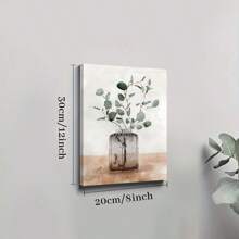 1 Pc Framed Green Forest Plant Leaves Vase Nature Wilderness Modern Wall Art Textured Canvas Poster Painting Wall Decor For Bedroom Living Room, Ready To Hang