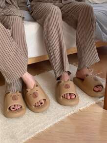 Zapatillas suaves con lindos capibares para mujer, sandalias para interiores antideslizantes para el hogar en verano