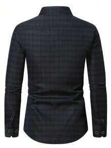 男士经典长袖格子印花衬衫，时尚舒适，适合商务或休闲场合，适合秋季