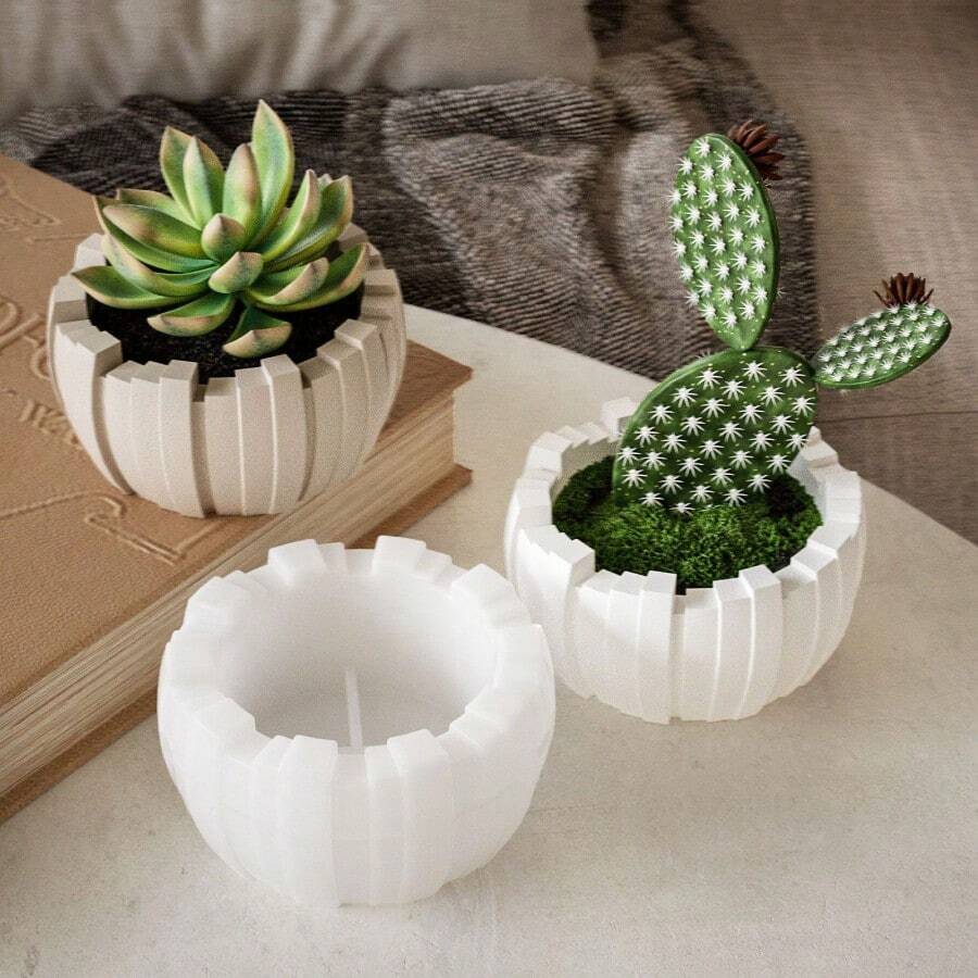 DIY Asymmetrical Vertical Stripe Silicone Mold For Resin Bowl, Candle Cup, Flower Pot, Wax Candle
