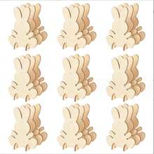 10pcs DIY Easter Rabbit Decor, Wooden Rabbits For Crafts, Creative Painting Wooden Pieces, For Easter Home Decoration