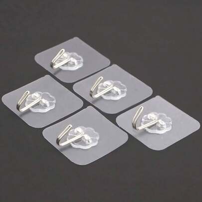 6 X Adhesive Hooks For Bathrooms, Kitchens, Ceilings, Walls, Doors - High-Strength, No-Drill, Removable Hangers With Strong Adhesive, Ideal For Towels, Robes, Keys, Accessories, And Lightweight Decor; Weather-Resistant, Rust-Resistant, Quick-Release Design For Easy Repositioning; Space-Saving Organization Solution For Small Rooms, Entryways, Pantries, And Laundry Areas; , Secure, And Easy To Clean, Perfect For Fresh Modern Interiors (6 Pieces)