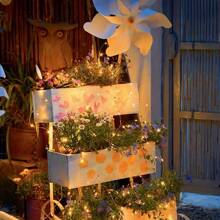 太阳能户外防水灯串，适用于圣诞派对、婚礼派对、花园和庭院装饰、仙女灯 - 暖白 - 查看 3