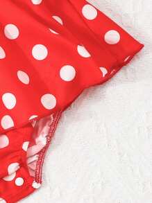 Infant/Baby Girl Polka Dot Cap Sleeve Dress & Headband Set, Cute Casual Spring/Summer - Red - View 5