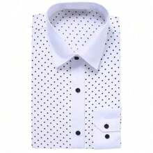 Camisas Hombre Casual Rojo, Blanco, Negro Camisas Formales Solapa Manga Larga Slim Fit Pentagrama Patrón Botón Abajo Camisa Adecuado para ocasiones de negocios y de trabajo, también es adecuado tanto para hombres y mujeres - Blanco - Ver 3